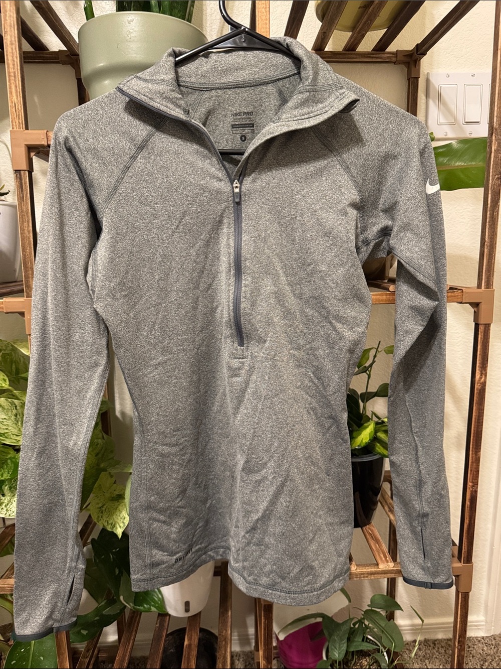 Nike Pro Gray Quarter-Zip Performance Top